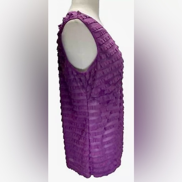 John Paul Richard Magenta Rocker-Chic Ruffled Sleeveless Top (Orig $44) Sz L-NWT - Picture 4 of 9